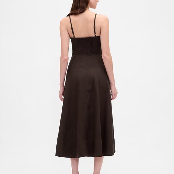 New GAP Linen-Blend Seamed Corset Midi Dress - Picture 2 of 8